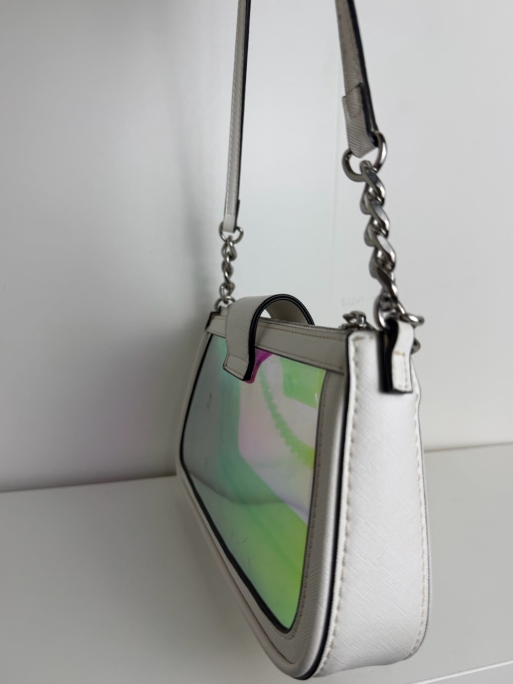 ALDO White Shoulder Bag with Iridescent Front Panel - Picture 4 of 13